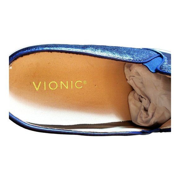 VIONIC Purple Metallic Leather Sneakers Slip On Dakota Mules Size 10 US runs WD - Picture 9 of 11